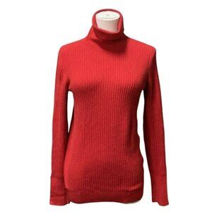 Talbots Long Sleeve Turtleneck Carmine Red Ribbed Knit Sweater Size S/P